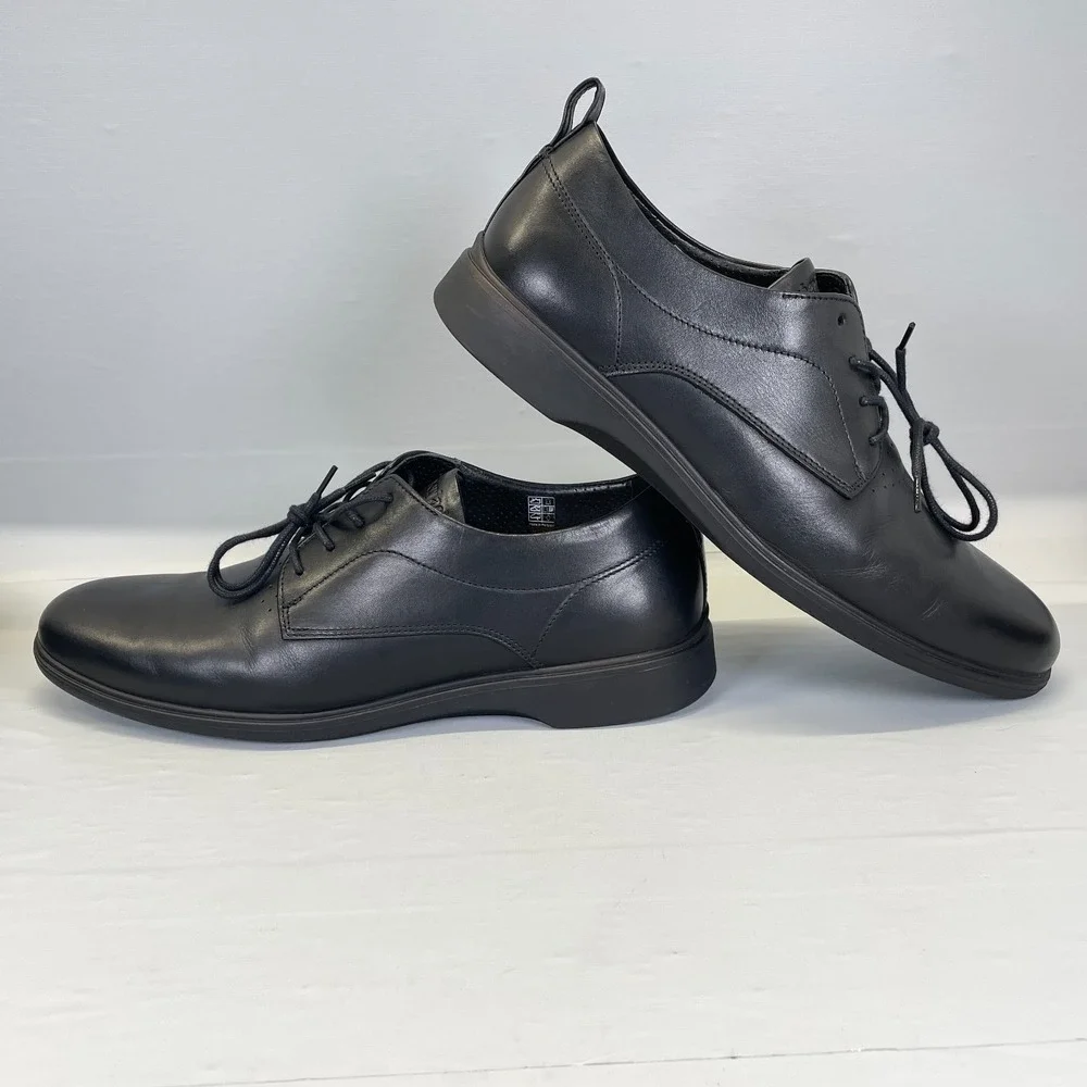 Amberjack The Original Dress Shoes Mens Size 11 M Black Leather Derby Plain Toe